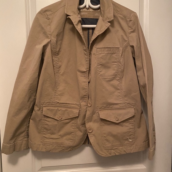 Eddie Bauer legs wash Stretch Tan Jacket, size 12 - Picture 2 of 4